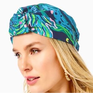 NWT Alligator Isle Head Wrap - One Size - Low Tide Navy Catty Purrsonality Print